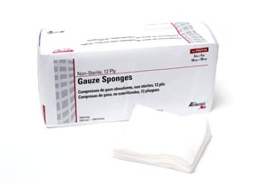 Sponge Gauze Woven Cotton 12-Ply 4 X 4 Inch Squa .. .  .  